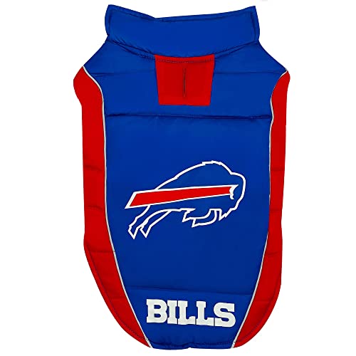 0849790124639 - NFL BUFFALO BILLS PUFFER VEST FOR DOGS & CATS,SIZE: SMALL. LICENSED, COZY, WATERPROOF, WINDPROOF, WARM DOG COAT, FOR SMALL, MEDIUM, LARGE, EXTRA LARGE DOGS OR CATS. BEST PET WARMING SPORTS JACKET