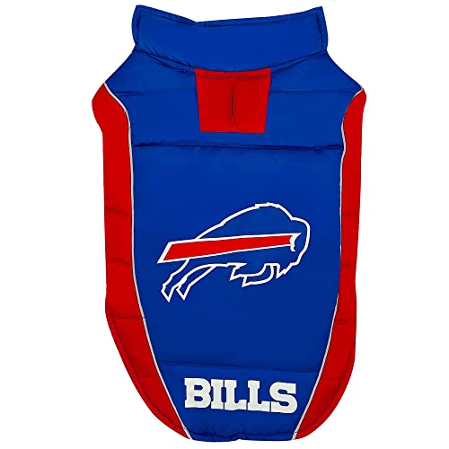0849790124646 - NFL BUFFALO BILLS PUFFER VEST FOR DOGS & CATS,SIZE: MEDIUM. LICENSED, COZY, WATERPROOF, WINDPROOF, WARM DOG COAT, FOR SMALL, MEDIUM, LARGE, EXTRA LARGE DOGS OR CATS. BEST PET WARMING SPORTS JACKET