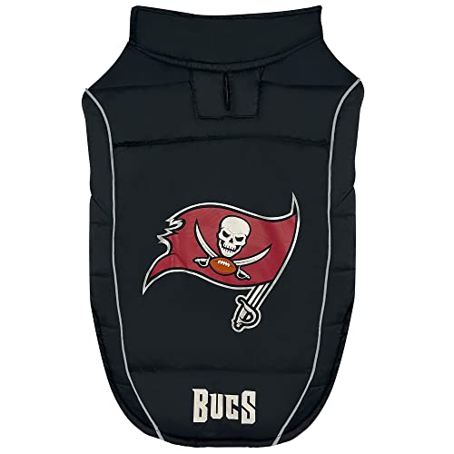 0849790125612 - NFL TAMPA BAY BUCCANEERS PUFFER VEST FOR DOGS & CATS,SIZE: SMALL. LICENSED COZY WATERPROOF WINDPROOF WARM DOG COAT, FOR SMALL, MEDIUM, LARGE, EXTRA LARGE DOGS & CATS. BEST PET WARMING SPORTS JACKET