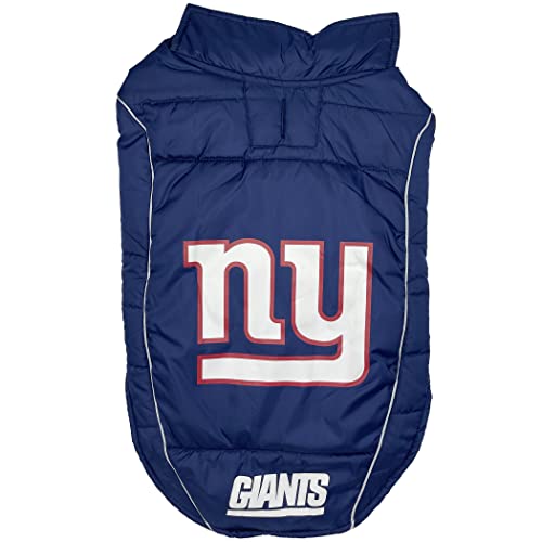 0849790126268 - NFL NEW YORK GIANTS PUFFER VEST FOR DOGS & CATS, SIZE LARGE. WARM, COZY, AND WATERPROOF DOG COAT, FOR SMALL AND LARGE DOGS/CATS. BEST NFL LICENSED PET WARMING SPORTS JACKET