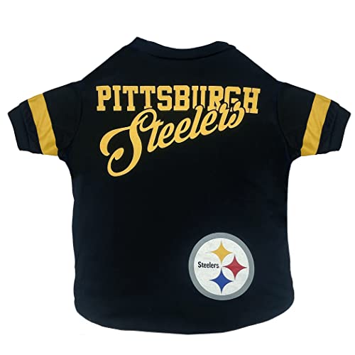0849790126411 - NFL PITTSBURGH STEELERS T-SHIRT FOR DOGS & CATS, LARGE. FOOTBALL DOG SHIRT FOR NFL TEAM FANS. NEW & UPDATED FASHIONABLE STRIPE DESIGN, DURABLE & CUTE SPORTS PET TEE SHIRT OUTFIT