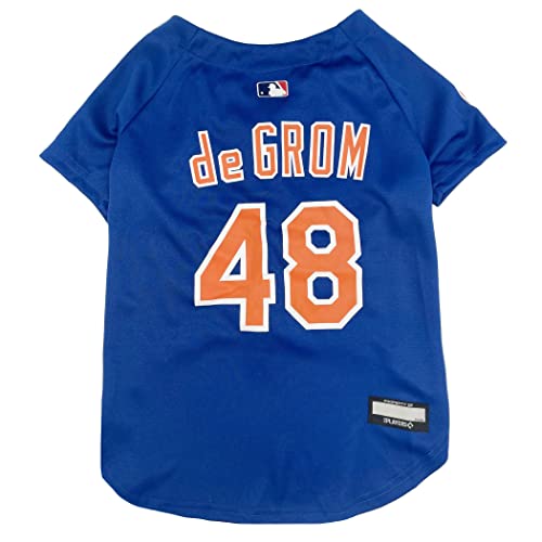 0849790127975 - MLB JACOB DEGROM JERSEY FOR DOGS & CATS, LARGE. MLBPA JACOB ANTHONY DEGROM THE DEGROMINATOR PET JERSEY FOR THE NEW YORK METS BASEBALL FANS