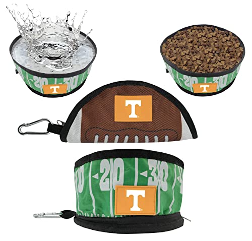 0849790128255 - NCAA TENNESSEE VOLUNTEERS COLLAPSIBLE DOG TRAVEL BOWL, FOOD AND WATER BOWL FOR DOGS & CATS. BEST PORTABLE & LIGHTWEIGHT LEAK-PROOF PET BOWL FOR TRAVEL WITH FOOTBALL FIELD & PEBBLE-GRAIN DESIGN.