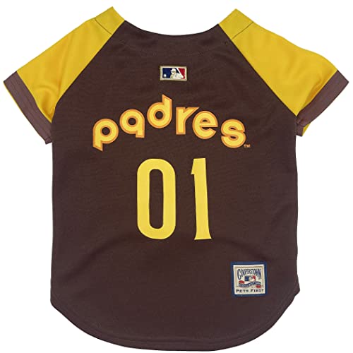 0849790129634 - MLB SAN DIEGO PADRES THROWBACK JERSEY FOR DOGS & CATS, SMALL