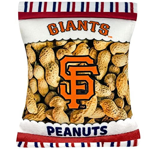 0849790129818 - MLB SAN FRANCISCO GIANTS CRINKLE FINE PLUSH DOG & CAT SQUEAK TOY - CUTEST STADIUM PEANUTS SNACK PLUSH TOY FOR DOGS & CATS WITH INNER SQUEAKER & BEAUTIFUL BASEBALL TEAM NAME/LOGO