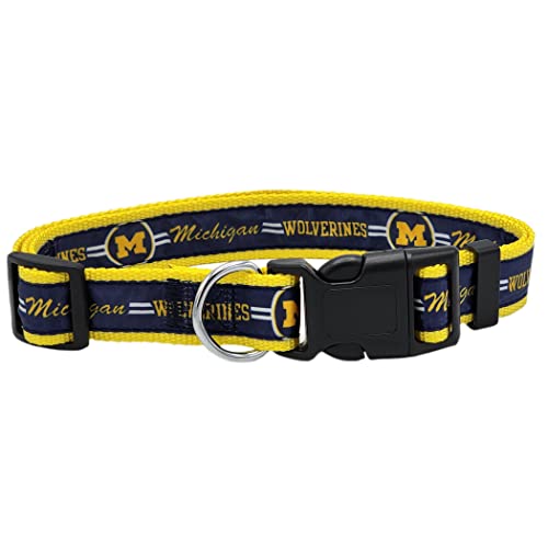 0849790148147 - NCAA PET COLLAR MICHIGAN WOLVERINES DOG COLLAR, MEDIUM COLLEGIATE TEAM COLLAR FOR DOGS & CATS. A SPORTY, SHINY & COLORFUL CAT COLLAR & DOG COLLAR LICENSED BY THE COLLEGE