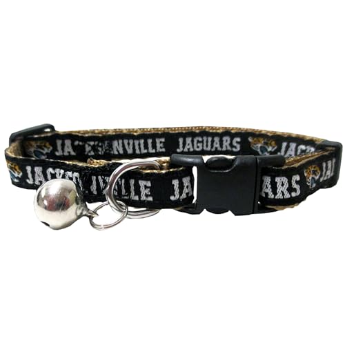 0849790153165 - NFL CAT COLLAR JACKSONVILLE JAGUARS SATIN CAT COLLAR FOOTBALL TEAM COLLAR FOR DOGS & CATS. A SHINY & COLORFUL CAT COLLAR WITH RINGING BELL PENDANT