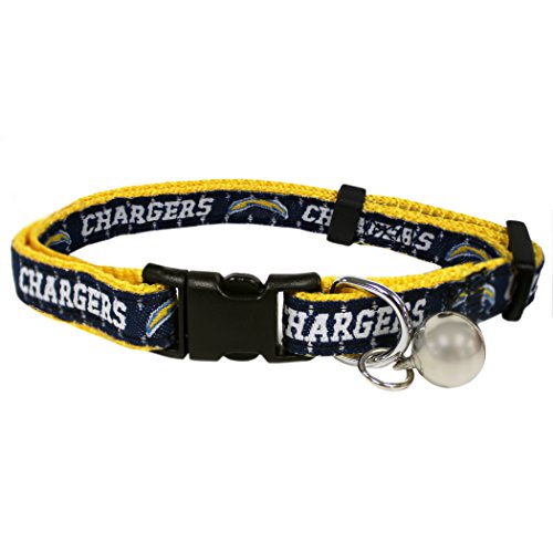 0849790153578 - NFL CAT COLLAR LOS ANGELES CHARGERS SATIN CAT COLLAR FOOTBALL TEAM COLLAR FOR DOGS & CATS. A SHINY & COLORFUL CAT COLLAR WITH RINGING BELL PENDANT