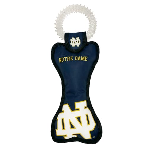 0849790191723 - PETS FIRST NCAA NOTRE DAME FIGHTING IRISH COLLEGE DENTAL TOUGH DOG TUG BONE TOY WITH BUILT-IN SQUEAKER ATTACHED TO A SAFE RUBBER TEETHING TOOTHBRUSH PET TOY, TEAM COLOR, 14 X 5