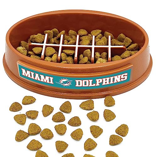 0849790193925 - NFL SUPER-BOWL - MIAMI DOLPHINS SLOW FEEDER DOG BOWL. FOOTBALL DESIGN SLOW FEEDING CAT BOWL FOR HEALTHY DIGESTION. NON-SLIP PET BOWL FOR LARGE & SMALL DOGS & CATS