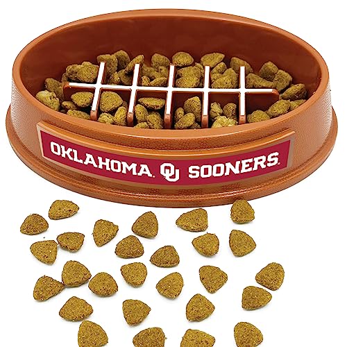 0849790194182 - NCAA SUPER-BOWL - OKLAHOMA SOONERS SLOW FEEDER DOG BOWL. FOOTBALL DESIGN SLOW FEEDING CAT BOWL FOR HEALTHY DIGESTION. NON-SLIP PET BOWL FOR LARGE & SMALL DOGS & CATS