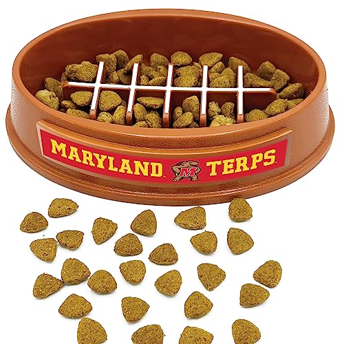 0849790194564 - NCAA SUPER-BOWL - MARYLAND TERRAPINS SLOW FEEDER DOG BOWL. FOOTBALL DESIGN SLOW FEEDING CAT BOWL FOR HEALTHY DIGESTION. NON-SLIP PET BOWL FOR LARGE & SMALL DOGS & CATS