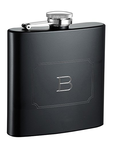 0849847025605 - VISOL PRODUCTS RAVEN PERSONALIZED FLASK WITH INITIAL ENGRAVED, 6 OZ, LETTER B, MATTE BLACK
