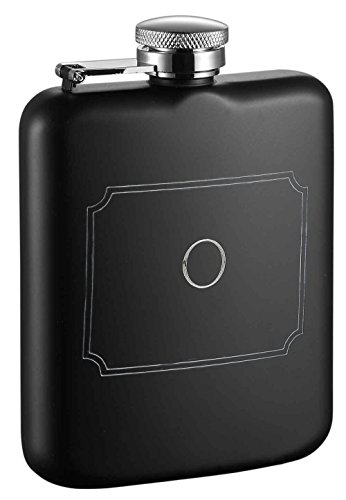 0849847026657 - VISOL PRODUCTS PODOVA FLASK WITH ENGRAVED INITIAL, 6 OZ, LETTER O, MATTE BLACK