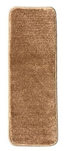 0849928029850 - SOFTY STAIR TREADS SOLID BEIGE CAMEL HAIR, SKID RESISTANT RUBBER BACKING NON SLIP CARPET 9 L X 26 W, STAIR TREAD MATS, SET OF 7