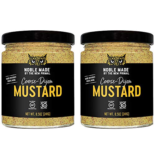 0850000398382 - NOBLE MADE BY THE NEW PRIMAL, COARSE DIJON MUSTARD, WHOLE30 APPROVED, CERTIFIED GLUTEN FREE, SUGAR FREE, PALEO, KETO, VEGAN, MADE WITHOUT WINE, PANTRY STAPLE, 8.5 FL. OUNCE GLASS JAR (2 COUNT)