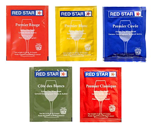 0850004666777 - RED STAR SAMPLER PACK WINE YEAST - PACK OF 5 - WITH NORTH MOUNTAIN SUPPLY FRESHNESS GUARANTEE