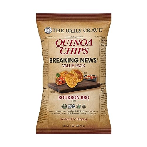 0850008225413 - THE DAILY CRAVE BOURBON BBQ QUINOA CHIPS VALUE PACKS, 7 OUNCES (PACK OF 6) PLANT-BASED, GLUTEN-FREE, NON-GMO, KOSHER, CRUNCHY
