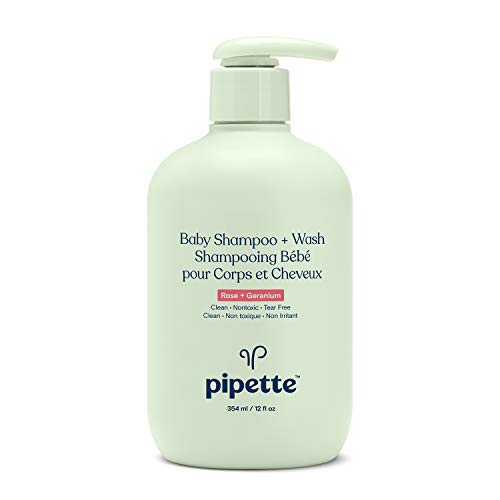 0850008525865 - PIPETTE NEW FORMULA BABY SHAMPOO + WASH, 100% PLANT-DERIVED SQUALANE AND FREE OF SYNTHETIC FRAGRANCES, TEAR-FREE BABY BATH TIME, ROSE + GERANIUM AROMA, 12-FLUID-OUNCE