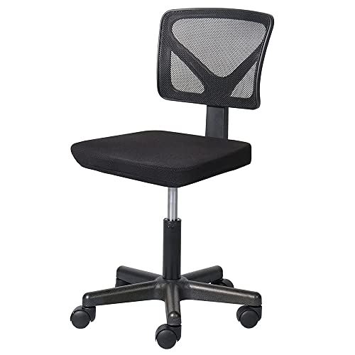 0850008598227 - ARMLESS OFFICE CHAIR, MESH COMPUTER DESK TASK CHAIR ERGONOMIC MID BACK LUMBAR SUPPORT ADJUSTABLE SWIVEL HOME OFFICE CHAIR FOR SMALL SPACES