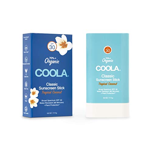 0850008614187 - COOLA ORGANIC FACE SUNSCREEN & SUNBLOCK LOTION STICK, SKIN CARE FOR DAILY PROTECTION, BROAD SPECTRUM SPF 30, REEF SAFE, TROPICAL COCONUT, 0.15 OZ