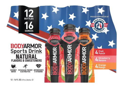 0850009942418 - BODYARMOR SPORTS DRINK SPORTS BEVERAGE, VARIETY PACK, NATURAL FLAVOR WITH VITAMINS, POTASSIUM-PACKED ELECTROLYTES, PERFECT FOR ATHLETES, 16 FL OZ (PACK OF 12)