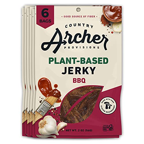 0850011381939 - BBQ PLANT BASED JERKY BY COUNTRY ARCHER | MUSHROOM JERKY | PLANT BASED, GLUTEN-FREE, LOW CALORIE SNACKS | 2 OUNCE (PACK OF 6)