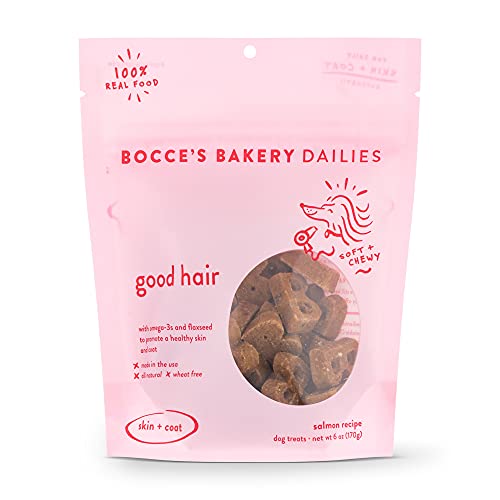 0850012629597 - BOCCES BAKERY - DAILIES WHEAT-FREE DOG TREATS FOR SKIN + COAT, GOOD HAIR SOFT & CHEWY, 6 OZ