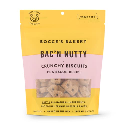 0850012629962 - BOCCES BAKERY TREATS FOR DOGS - EVERYDAY WHEAT-FREE DOG TREATS, BAC N NUTTY BISCUITS, 5 OZ
