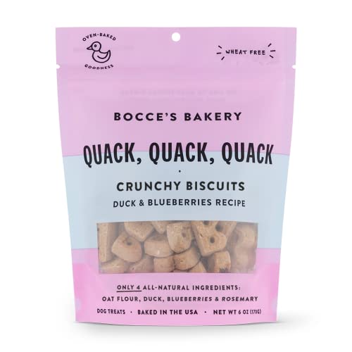 0850012629986 - BOCCES BAKERY TREATS FOR DOGS - EVERYDAY WHEAT-FREE DOG TREATS, QUACK, QUACK, QUACK BISCUITS, 5 OZ
