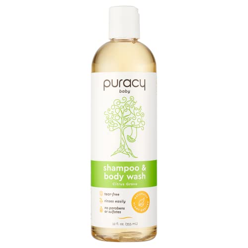 0850012861744 - PURACY BABY SHAMPOO & NATURAL BABY BODY WASH REFILL, PLANT-DERIVED SHAMPOO & BABY WASH, GENTLE BATH SOAP FOR SENSITIVE SKIN, TEAR-FREE, 48 OUNCE ( 12-OUNCE BOTTLE (CITRUS GROVE))