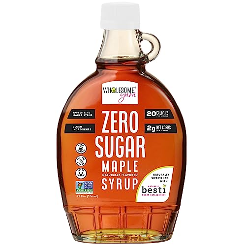 0850013189564 - WHOLESOME YUM ZERO SUGAR MAPLE SYRUP (KETO MAPLE SYRUP) WITH MONK FRUIT & ALLULOSE - NATURAL SUGAR FREE PANCAKE SYRUP - NO ARTIFICIAL COLORS OR FLAVORS, NON GMO, LOW CARB, GLUTEN-FREE, VEGAN (12 FL OZ)