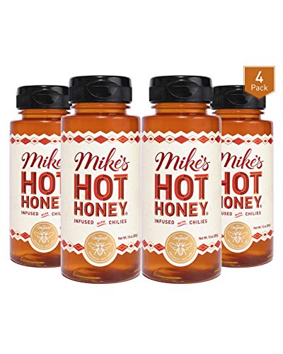 0850015717055 - MIKE’S HOT HONEY, 10 OZ EASY POUR BOTTLE (4 PACK), HONEY WITH A KICK, SWEETNESS & HEAT, 100% PURE HONEY, SHELF-STABLE, GLUTEN-FREE & PALEO