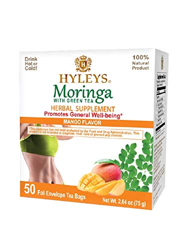 0850016054173 - HYLEYS GREEN TEA WITH MORINGA OLEIFERA AND MANGO - 50 TEA BAGS (1 PACK)