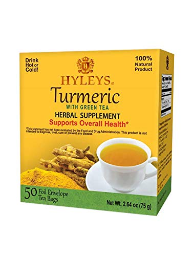 0850016054180 - HYLEYS GREEN TEA WITH TURMERIC - 50 TEA BAGS (1 PACK)