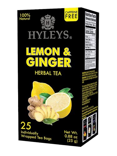 0850016054258 - HYLEYS LEMON & GINGER HERBAL TEA - 25 TEA BAGS (1 PACK)
