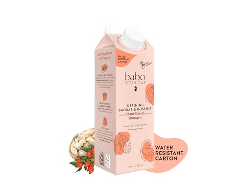 0850017407022 - BABO BOTANICALS DEFINING BAOBAB & ROSEHIP SHAMPOO – FOR EXTRA DRY, CURLY HAIR – SMOOTH & DEFINE – PASSION FRUIT FERMENT FOR SCALP – WATER-RESISTANT CARTON W. 80% LESS PLASTIC – VEGAN