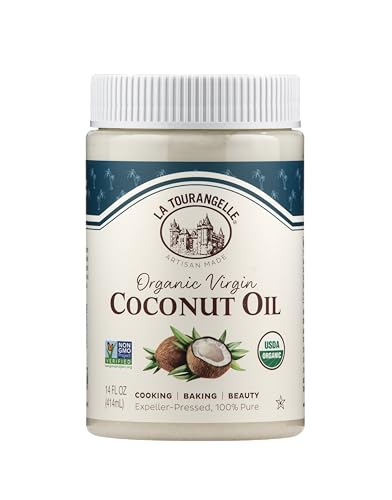 0850017480070 - LA TOURANGELLE, ORGANIC COCONUT OIL, UNREFINED, FOR COOKING, BAKING, HAIR, AND SKIN CARE, PURE VIRGIN, EXPELLER PRESSED, 14 FL OZ