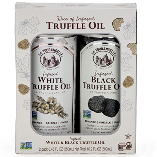 0850017480360 - LA TOURANGELLE WHITE TRUFFLE OIL & BLACK TRUFFLE OIL SET, GIFT BOX, 8.45 FL OZ EACH (SET OF 2)
