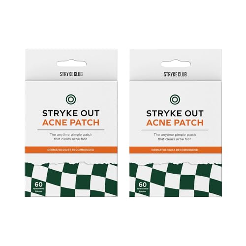 0850019831016 - STRYKE CLUB ACNE PATCH, HYROCOLLOID STICKER, FOR TEENS, FAST ACTING TREATMENT, ULTRA-THIN MATTE, UV-STERILIZED, NON-TOXIC, 60 COUNT, 2 PACK