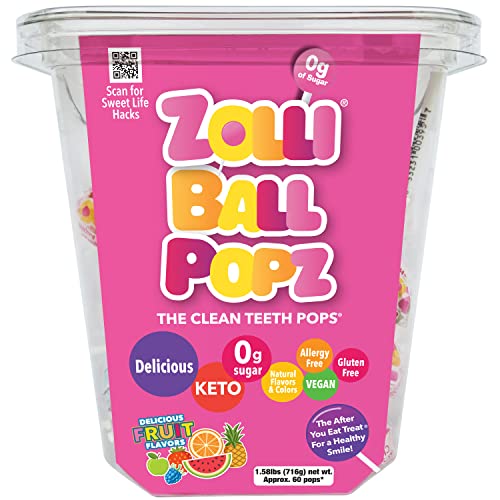 0850022733635 - ZOLLI BALL POPZ 60CT TUB DELICIOUS ZERO SUGAR ALLERGY FREE KETO VEGAN CLEAN TEETH CANDY