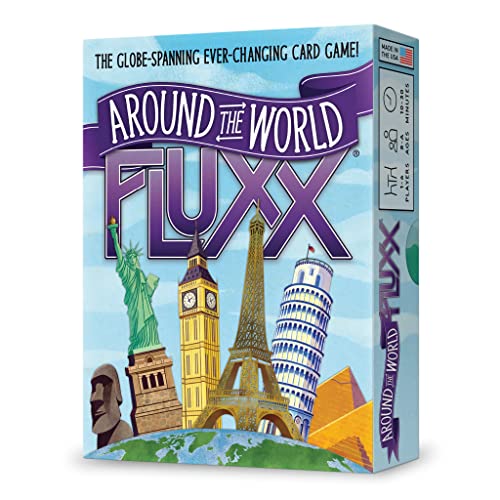 0850023181220 - LOONEY LABS AROUND THE WORLD FLUXX - FUN CARD GAMES FOR ADULTS AND KIDS BEST CARD GAME FOR FAMILIES FUN GAMES FOR FAMILY GAME NIGHT 1-6 PLAYER GAMES AGES 8 TO ADULT GIFT IDEAS TRAVEL THEMED CARDS