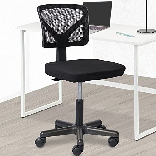 0850026220490 - OFFICE CHAIR ARMLESS ERGONOMIC COMPUTER TASK MESH DESK OFFICE CHAIR LOW-BACK ADJUSTABLE HEIGHT WITH SWIVEL CASTERS FOR HOME OFFICE CONFERENCE STUDY ROOM, BLACK
