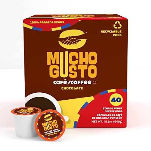 0850027429687 - MUCHO GUSTO CHOCOLATE FLAVORED COFFEE PODS, COMPATIBLE WITH 2.0 K-CUP BREWERS, 40 COUNT (PACK OF 1)