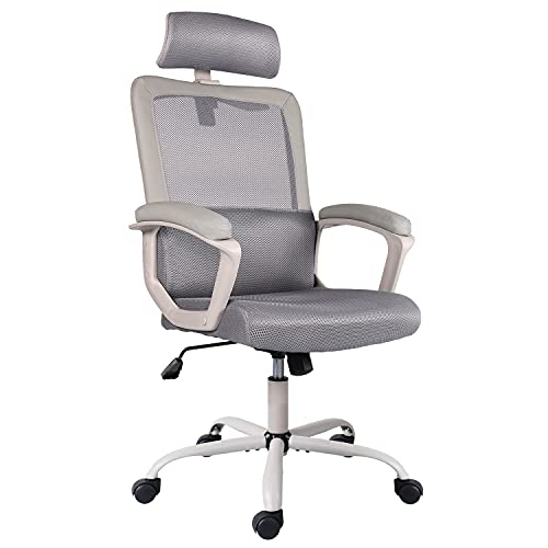 0850028289334 - MESH OFFICE CHAIR, HIGH BACK ERGONOMIC EXECUTIVE COMPUTER DESK TASK CHAIRS ADJUSTABLE HEADREST LUMBAR SUPPORT WITH CLOTHES HANGER PU-PADDED ARMRESTS