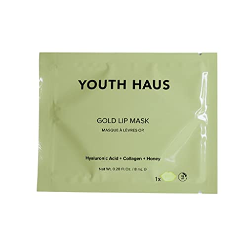 0850029554080 - SKIN GYM YOUTH HAUS GOLD LIP MASK (SINGLE) - WITH HYALURONIC ACID, AMINO ACIDS, VITAMIN E, HONEY - SMOOTHING AND HYDRATING, ANTI-WRINKLE, ANTI-AGING, GOLD