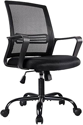 0850032506267 - OFFICE CHAIR, MID BACK DESK CHAIR MESH COMPUTER CHAIRS, HOME OFFICE TASK CHAIR, ERGONOMIC SWIVEL ROLLING CHAIR WITH LUMBAR SUPPORT AND ARMRESTS