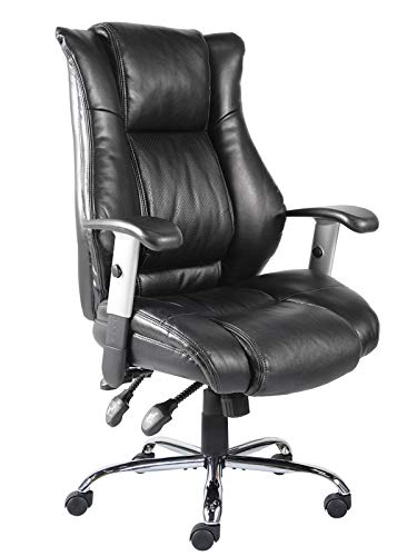 0850032506724 - OFFICE CHAIR, ERGONOMIC COMPUTER BONDED LEATHER ADJUSTABLE DESK CHAIR, SWIVEL COMFORTABLE ROLLING EXECUTIVE OFFICE CHAIR, BLACK