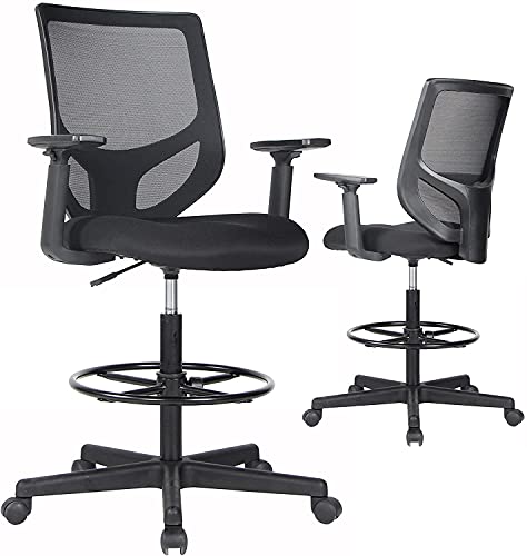 0850033103687 - DRAFTING CHAIR, TALL OFFICE CHAIR, ERGONOMIC MESH OFFICE CHAIR, COMPUTER TABLE TASK CHAIRS WITH ADJUSTABLE ARMRESTS AND FOOT-RING FOR STANDING DESK