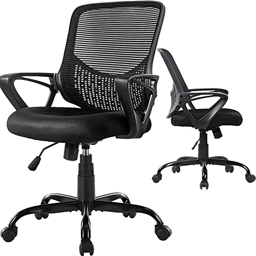 0850033103847 - OFFICE CHAIR, HOME OFFICE DESK CHAIR, ERGONOMIC COMPUTER CHAIR, MESH TASK CHAIR, SWIVEL ROLLING CHAIR WITH LUMBAR SUPPORT (LIGHT BLACK, MID BACK)